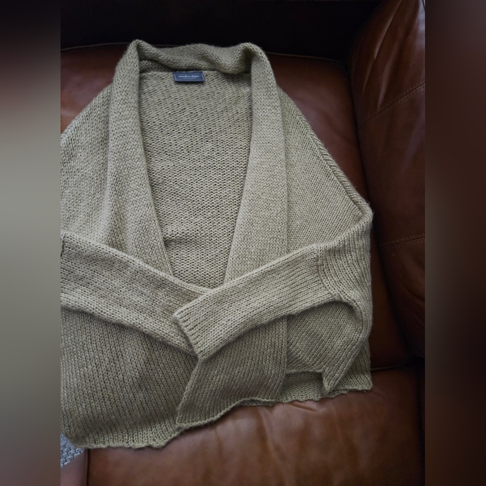 Wooden Ships Mohair Tan Wrap Cardigan Women's Sweater S/M